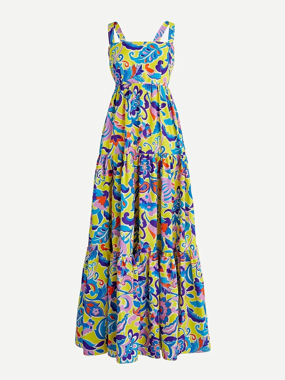 J. Crew Tiered Taffeta Maxi Dress In Curly Floral